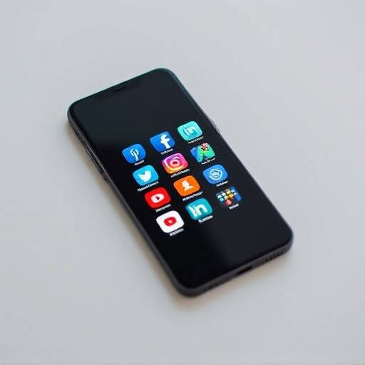 Social media icons displayed on a smartphone screen, representing Social Media Marketing